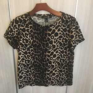 Leopard thick knit elegant winter top blouse shirt